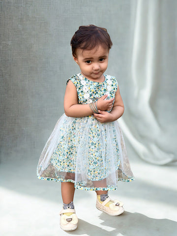 Imported Blossom Breeze Floral Tulle Dress